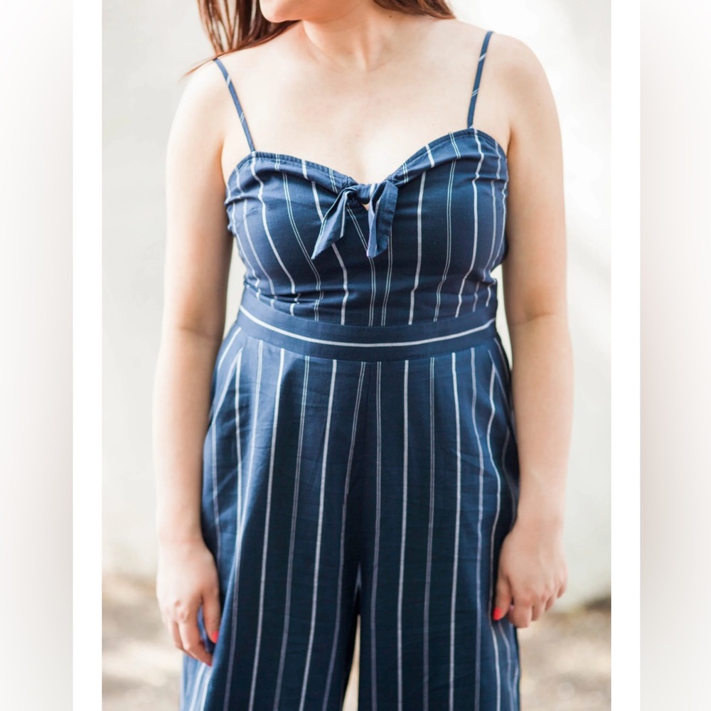 NWT- Express Striped Navy Jumpsuit